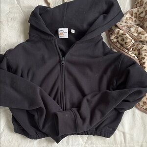 TNA Jet Black Zip-Up Cropped Hoodie